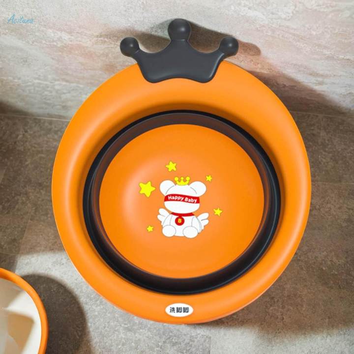 Lightweight Washbasin for Camping Cartoon Home Kitchen Outdoor Babies Bath Tub orange
