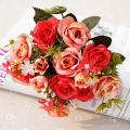 1 Bouquet 15 Heads European Style Artificial Royal Rose Home Room Decor Flowers. 