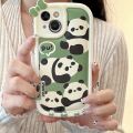 Sroof Case For 11 12 13 14 15 Pro Max Fun and cute green little panda cartoon bow Shockproof Silicone Soft Phone Case Back Cover. 