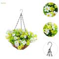 Artificial Flowers in Hanging Basket Garden Decor Bouquet for Yard Lawn. 