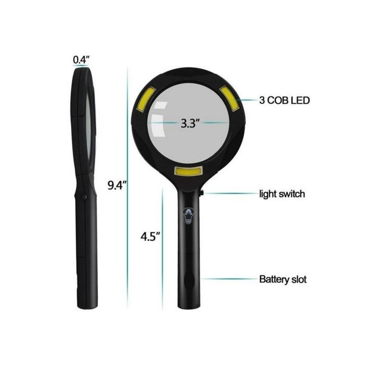 250 Lumens Magnifier Glass Lens COB 3x LED Lights Powered Philippines