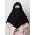 Misri Hijab With Attached Niqab - Super Breathable – Opaque Good Coverage Front and Back, Thick but Feels Light for Girl. 