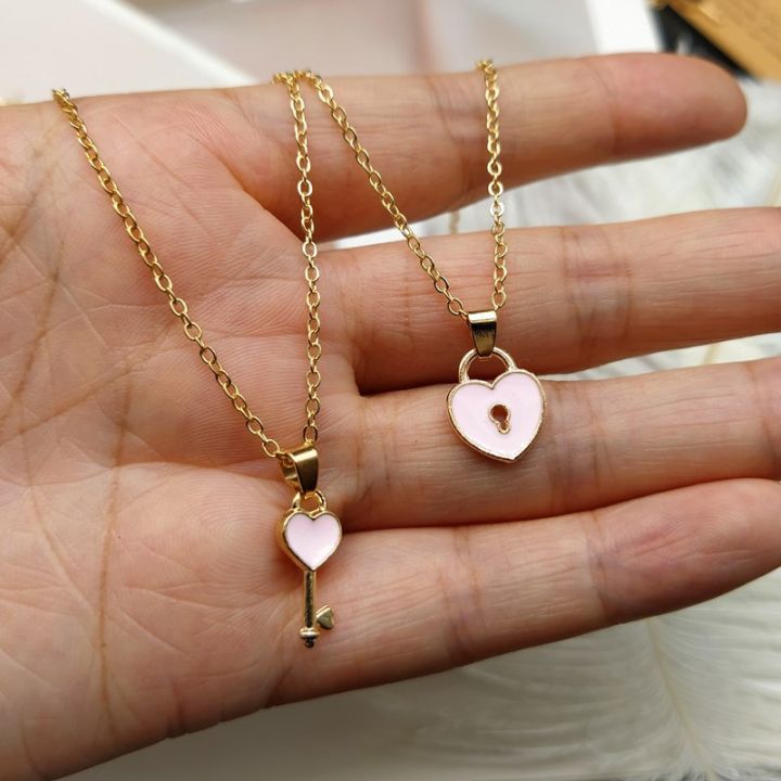 Black%202pcs%20Korean%20Jewellery%20Fashion%20Love%20Key%20Lock%20Couple%20Necklace%20for%20Girls%20Stylish%20-%20Heart%20Shaped%20Key%20Lock%202PCS%20Set%20Jewellery%20For%20Girls%20For%20Girl%20-%20Image%204