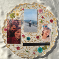 2 pcs -1x Resin picture frame with 1x stand - combination with golden foil- sizes available 5 inch, 6 inch 8 inch and 10 inches round- room decoration item- best for sending gift and frames. 