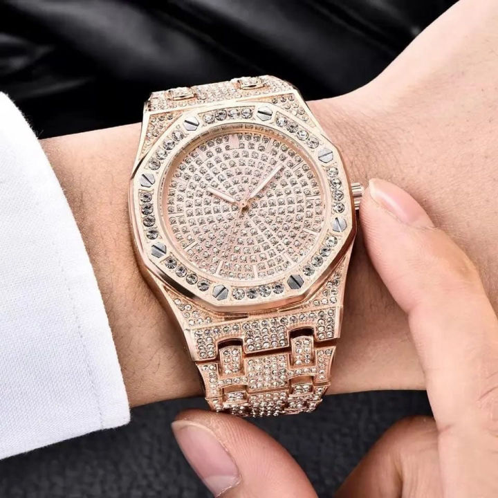 Diamond Watch For Men Stainless Steel Watch For Boys Imported Watch For Gents Daraz.pk