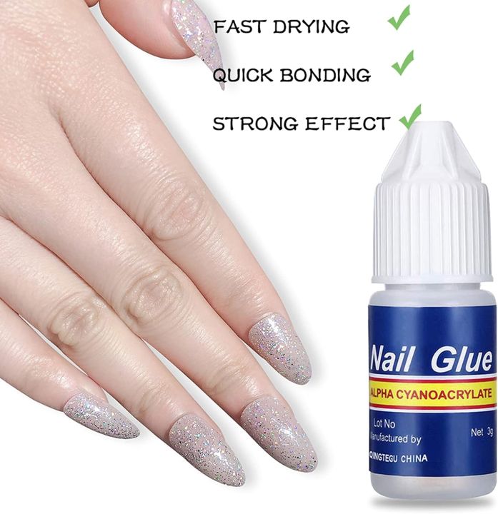 Pack of 5 Artificial Nails Glue MAGIC ARMOR Nail Glue for Acrylic Nails, Professional Nail Tip Glue Nail Glue for Press On Nails False Nails Fake Nails Tips Glue Adhesive Glue for Acrylic Art Broken Long Lasting  3g