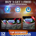 Pack Of 4 : Durex performa 3's Condoms Lubricated (12 condoms inside). 