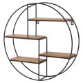 HOMCOM Round Wall-Mounted Shelves Wall Hanging Room Decoration Frame Partition Iron Display Storage Wall Decoration. 