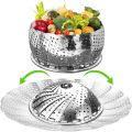 Vegetable Steamer Basket Premium Stainless Steel - Folding Collapsible Rust-Free for Easy Storage and Stay Fresh-Adjustable To Different Pots & Pans (SMALL). 