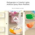 Pretend Play Toy Refrigerator With Colorful Dazzling Lights & Music Intelligent Cool Spray Fridge Kitchen Gift Set With Fruits & Accessories For Kids - 1986. 
