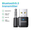 UGREEN USB Bluetooth 5.3 Tran‘smitters APTX HD 3.5mm Audio Adapter Plug and Play for PS4 PS5 Switch Gaming Mac. 