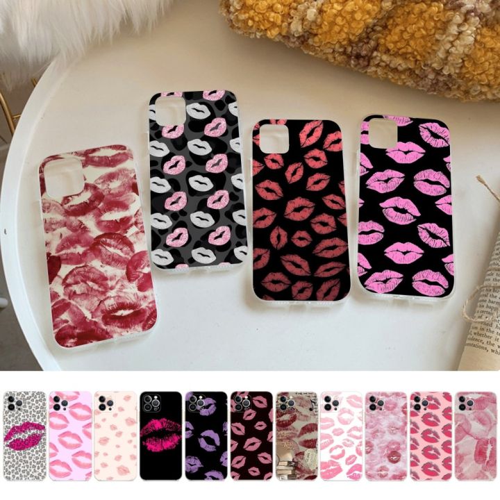 Girl Red Lips Kiss Phone Case For IPhone 15 8 7 6 6S Plus X SE 2020 XR XS 14 11 12 13 Mini Pro Max Mobile Case