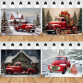 Christmas Background Cloth Party New Year Vintage Red Truck Children Photo Studio Photography Background Cloth,D Durable. 