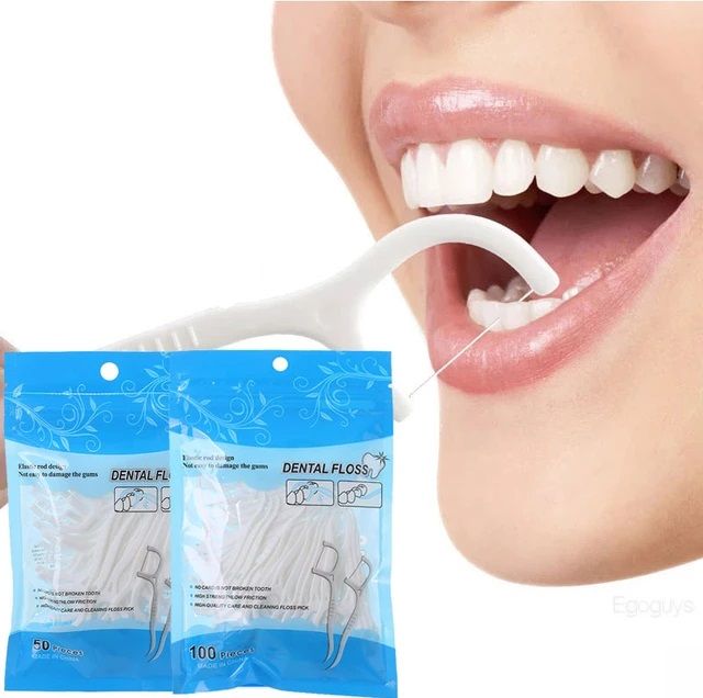 50pcs Dental Floss Flosser Picks Toothpicks Teeth Stick Tooth Cleaning Interdental Brush Dental Floss Pick Oral Hygiene Care KS