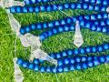 fancy 10 blue/white row hanging beads/strings curtains Length 66 inches width adjustable/door hanging decoration strings. 