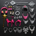 30cm 11 inch Barbie Doll Dress-up Crown Necklace Earrings Comb Mirror Girl Play Home Toy Accessories. 