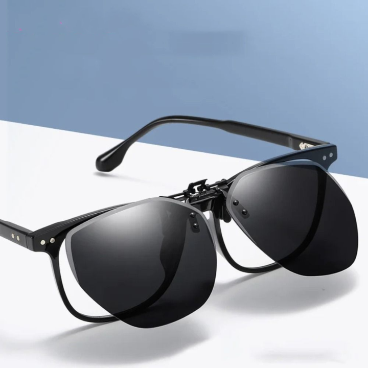 Car Night Safety Googles UV400 Day Night Vision Goggle Clip Polarized Lens Anti-glare Myopia Glasses Clip Vintage Turn-up Clip-on Sunglasses Travel