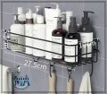 Wall-Mounted Kitchen Organizer Rack with Hooks for Spices, Jars, and Utensils. 