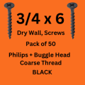 Buggle Head Dry Wall Black Screws.  Pack of 100 Screws. 3/4 inch to 2 inch. 
