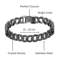 Hunts Best - Stainless Steel Crystal Stones Cuban Link Chain Bracelet for Boys - Punk Chain Bracelet for Men - Birthday Gift Bracelet for Eid and Boyfriend - Boys Bracelet Cuban Chain Link Bracelet - Stainless Bracelet for Gents.. 