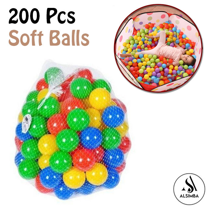 Soft Plastic Tent Balls Set for Play House Tent and Swimming Pool - 200 Balls Set For Kids - Soft Balls For Kids Toddlers Swimming Pool Balls and Play Tent Balls - Plastic Ball BPA Free & Crush Proof Multicolored Soft Plastic Balls For Ball Pit Baby Pool