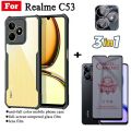3in1 For Realme C53 Shockproof Phone Case for Realme C55 C30 C30s C33 C35 C21Y C20 C11 Anti Spy Soft Ceramic Matte Privacy Tempered Glass. 