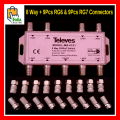 8 in 1 Satellite Signal DiSEqC Switch LNB Receiver 8 Way Multi Switch High Quality With 9Pcs RG6 & 9Pcs RG7 Connectors. 