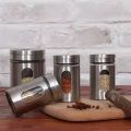 Seasoning Stainless Steel Spice Jar Boxes Kitchen Holder Spice Storage Jars - 6 Pcs Set. 