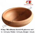 Clay Medium Bowl (Piyala) - 6 Bowls set | Natural cool for drinking water | Eating custard, desserts in natual clay | Clay Crockery Pots | Earthen Crockery Pots | Terracotta Crockery Pots. 