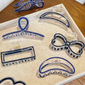Fashion Bow Hair Claw Blue Color Hollow Square Bow Shaped Plastic Shark Clips Simple Hairpin For Women Girls Hair Accessories Yao Store. 