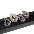 Unpolished Geode Raw Stone Pendant Necklaces for Women with Amethyst Irregular Brazilian Agate Reiki Healing Jewelry. 