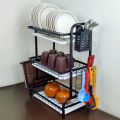 Multi-Tiered Dish Organizer by Matrix Compact 2-3 Tier Dish Rack, Utensil and Plate Holder, Adjustable and Durable Kitchen Storage Solution. 