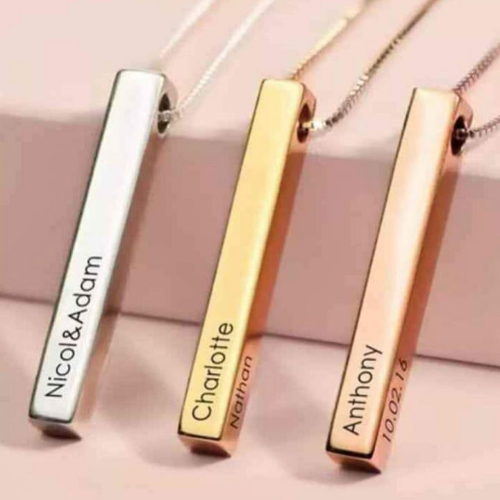 Customized 3D Gold Bar Locket For Girls & Boys With Beautiful Box
