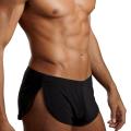Solid Color Casual Men Elastic Waistband Split Shorts Underwear Home Sportswear. 