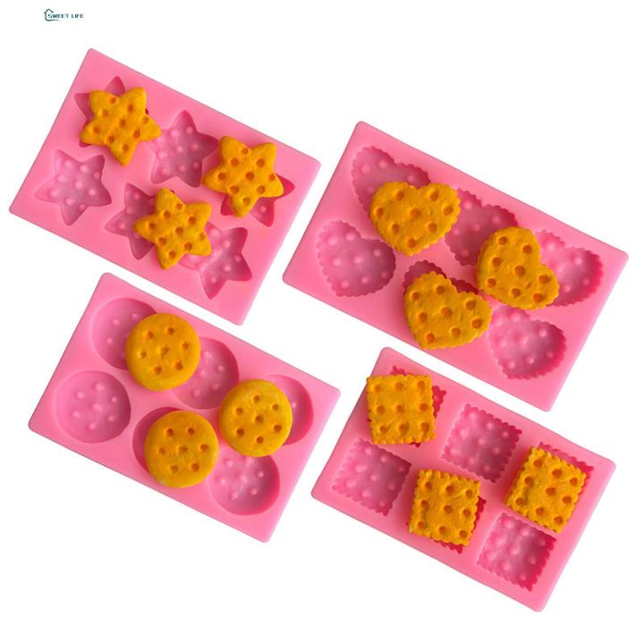 Easy Release Cookie Mold Silicone Cookie Mold Set Easy Release Baking Molds for Fondant Cake Chocolate Candy More Kitchen Supplies for Creative Treats Round Square Star Heart Shapes for Southeast