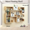 Maze Floating Shelf – Multipurpose Floating Shelf - 7 Large Space Shelf - This shelf is ideal for displaying unique decorative pieces, picture frames, magazines, plants, books, and more. 