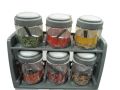 Elegant Design 2 Tier Spices Rack, 6 Transparent Spice Jars with Spoons Inside, 2 Tier Kitchen Spice Jar, Multifunctional Seasoning Condiment Spice Rack, Portable Kitchen Seasoning Jar, Home Masala Box Spice Jar,. 