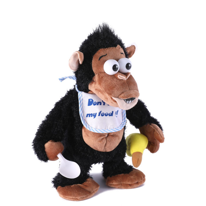 Children's electric plush toy orangutan magnetic control monkey banana will go crazy crying funny little doll doll