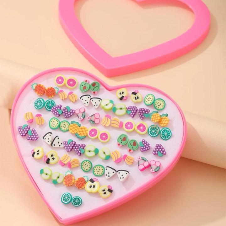 Multi-style Colorful Fruit Flower Cartoon Geometric Crystal Stud Earrings Set For Women Girls Alloy Earrings Jewelry Gifts