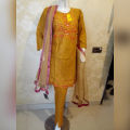 Ladies Black Chiffon Embroidered Shalwar Kameez ST-96 (Unstitched). 