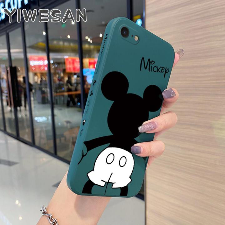 For iPhone 7 Case Cartoon Cute Mickey Mouse New Design Side Phone Case Square Edge Pattern Silicone Cases Full Cover Camera Casing Shockproof Softcase Protection Case