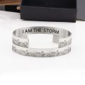 Inspirational I Am The Storm Bracelets for Women Mom Personalized Gift for Her Engraved Mantra Cuff Bangle Birthday Jewelry. 