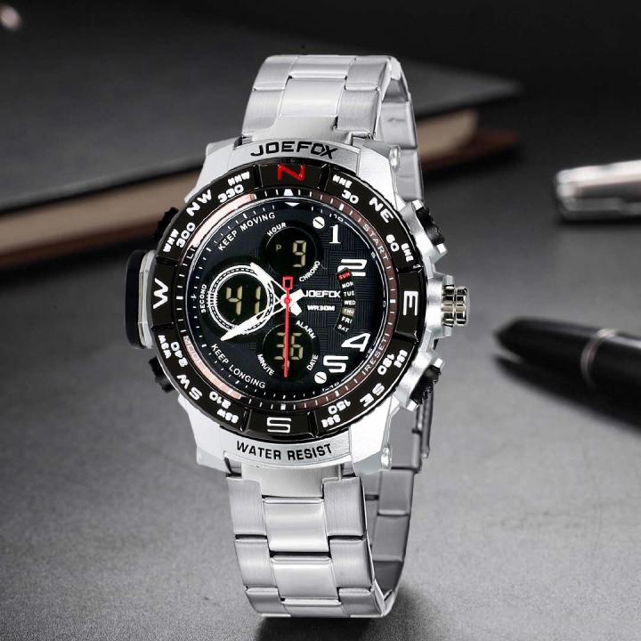 Analog + Digital Sports Watch - Silver JOEFOX