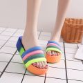 Loose cake and slippers women's European and American color matching joker flat shoes. 