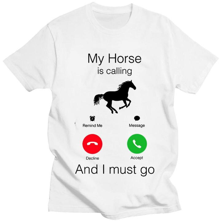 y orse Is Calling and I ust o irthday Funny raph Shirts Women en Fashion ops Casual Oersized -shirt