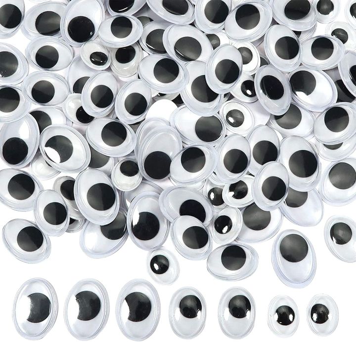Googly Eyes Oval Shape 50 Pcs 0.7 x 0.8 x 0.1 inches Wiggle Black And White Plastic For Decoration Pack of 50