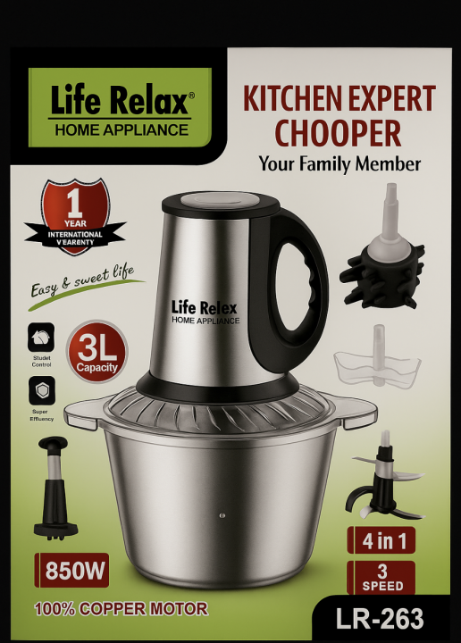 Life Relax Kitchen Expert Chopper LR-263 – 3L Capacity – 850W 100% ...