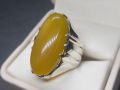 Natural Mens Zard Aqeeq Ring Kaptaan Ring Sterling Silver 925 Imran Khan Yellow Aqeeq Ring Yellow Carnelian Ring Handmade Yellow Agate Ring Chandi Ring Netural Gemstone for Mens. 
