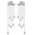 Bohemian Alloy Tassel Earrings With Star Pendant Gold Color Long Earrings(Silver 70 MM). 