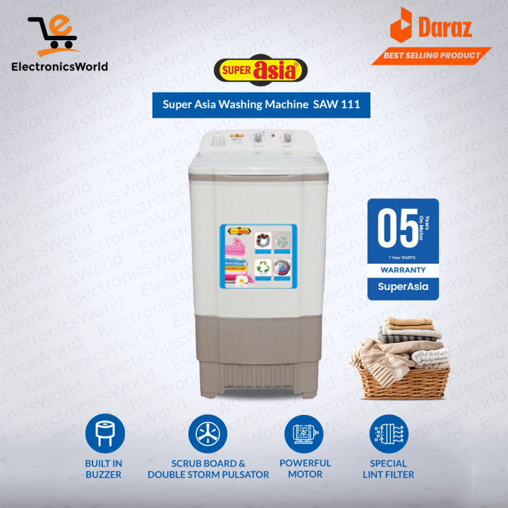 Super Asia Washing Machine SAW-111 JET WASH-Medium Size 08 Kg Washer with 05 Years Warranty